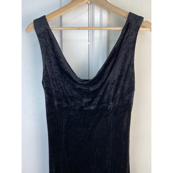 Vintage Chris McLaughlin Rabbit Rabbit Size 6 Black Velvet Sleeveless Maxi Dress - Picture 2 of 6